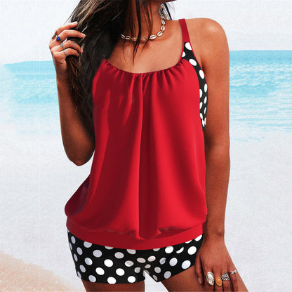 【S-5XL】Costumul de baie boxer din două piese imprimat pentru femei