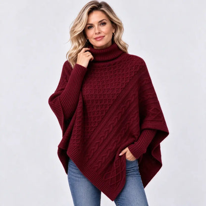 🎀 Pulover cu guler înalt și model torsadă pentru toamnă/iarnă – croială lejeră, tricotaj gros