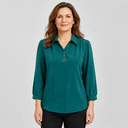 ✨👚Bluză Elegantă Stil Polo cu Guler Clasic – Croială Relaxată Mărimi Mari (XL-6XL), Material Fin, Respirabil și Versatilă pentru Toamnă-Primăvară