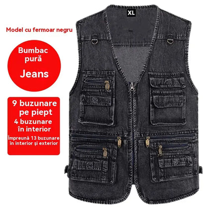 🔥 【Colecție nouă -50%】Vestă din denim pentru bărbați cu multe buzunare 【XL–7XL】 – Durabilă, respirabilă și confortabilă