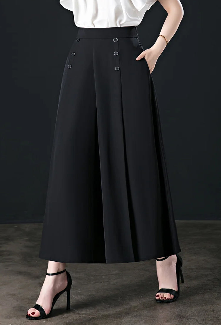 【30%OFF】【M-5XL】Модна драпирана пола с висока талия и широк крачол за жени