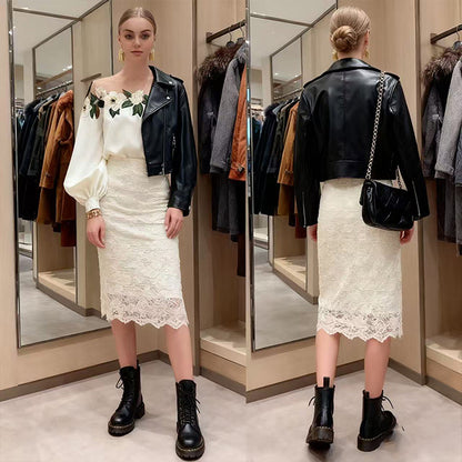 Celebrity styl haftowany ścieg satynowy bluzka kobiety 2025