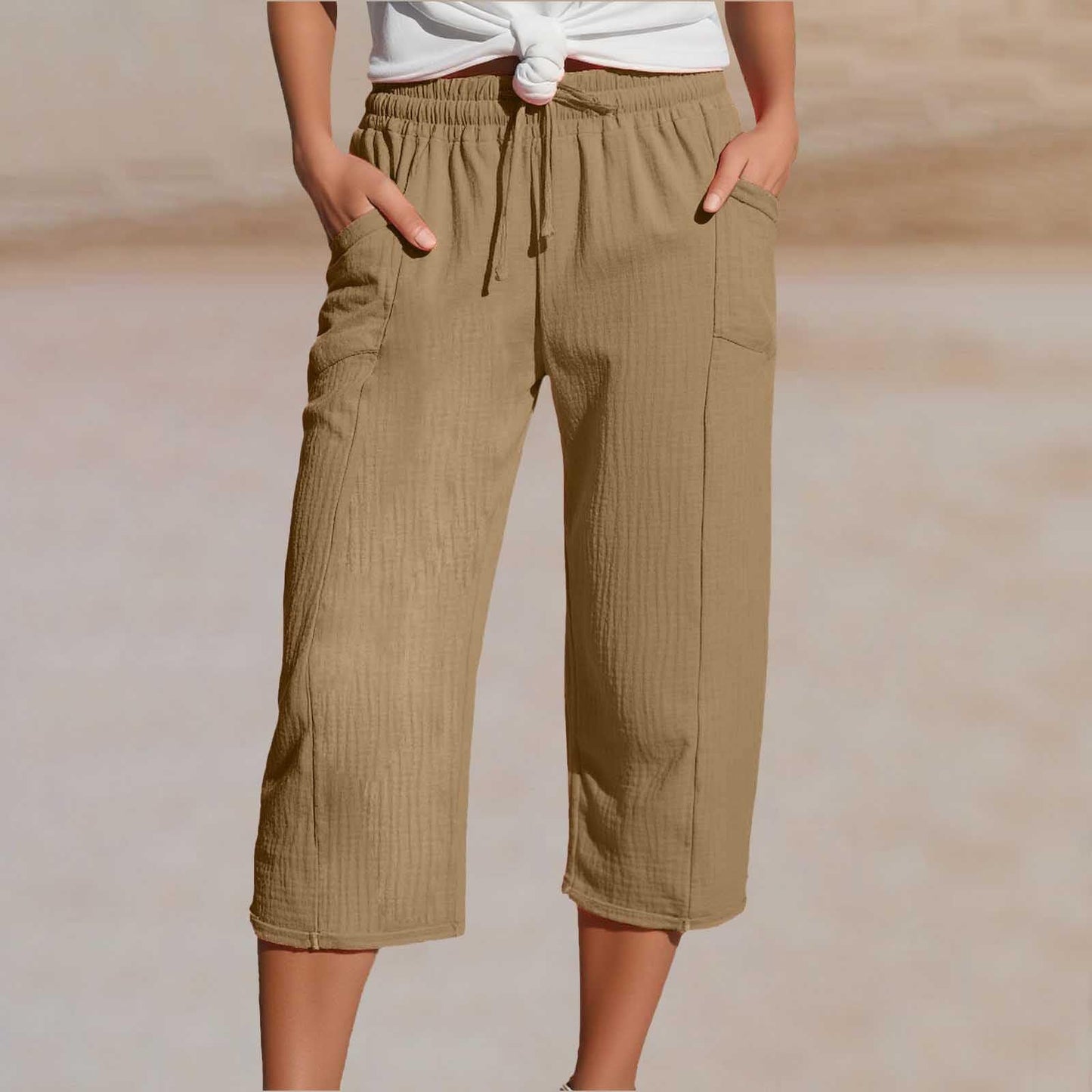 🌸 50% reducere 🔥 Pantaloni scurți uni din bumbac și in pentru femei (40-100 kg)