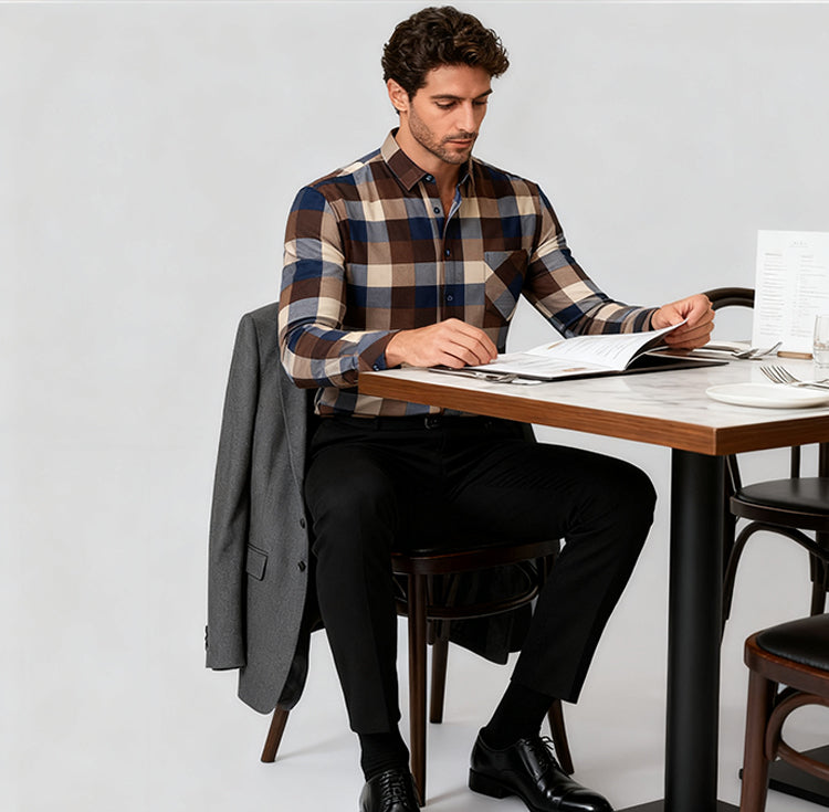 🔥【Αγοράστε 1, πάρετε 1 δωρεάν】👔【Μεγέθη L-5XL】Εαρινό-χειμερινή θερμή επιχειρηματική μπλούζα με μακριά μανίκια