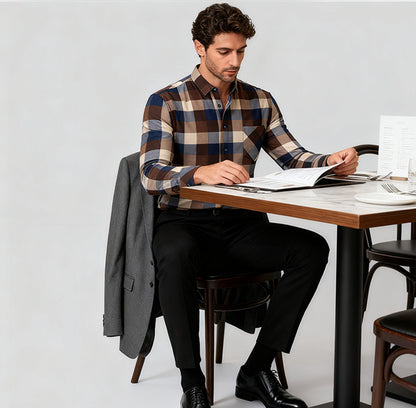 🔥【Αγοράστε 1, πάρετε 1 δωρεάν】👔【Μεγέθη L-5XL】Εαρινό-χειμερινή θερμή επιχειρηματική μπλούζα με μακριά μανίκια