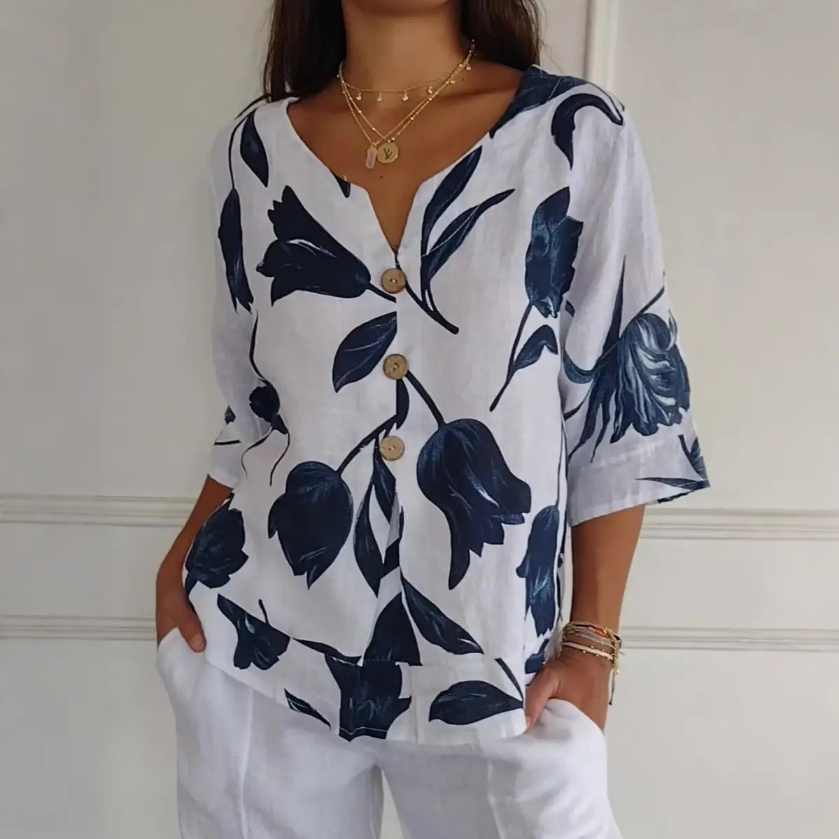 ✨✨Tricou pentru femei din bumbac imprimat, material natural, respirabil și confortabil