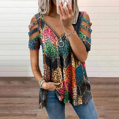 🔥Ofertă specială limitată în timp🥻【S-5XL】Topuri noi de vară pentru femei, confortabile, casual, slim, din bumbac, cu decolteu în V.