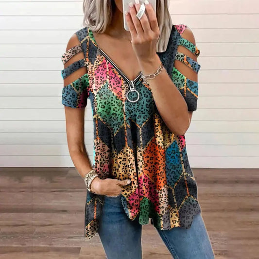 🔥Ofertă specială limitată în timp🥻【S-5XL】Topuri noi de vară pentru femei, confortabile, casual, slim, din bumbac, cu decolteu în V.