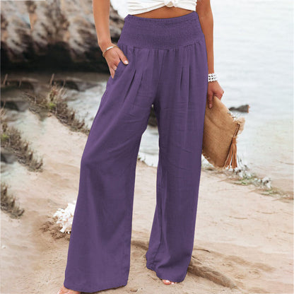 🔥🔥【S-3XL】Pantaloni largi casual de vară pentru femei din bumbac și in