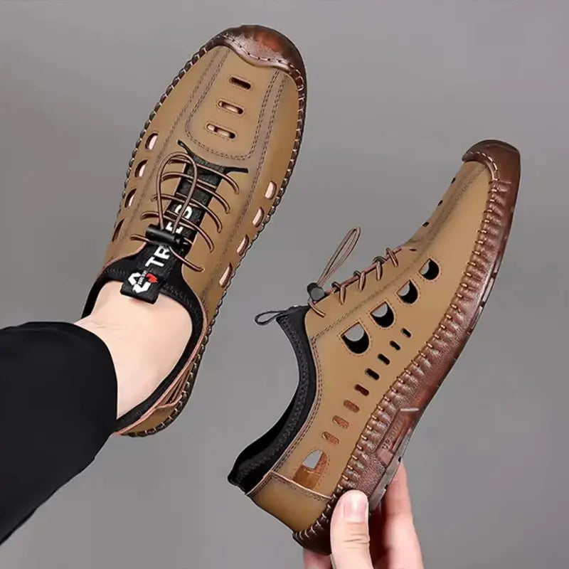 🔥✨【39-44】Sandale bărbătești din piele naturală, lucrate manual, cu design perforat