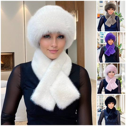 🔥【Hotový prodej】Ztluštěný, teplý, větruodolný【Módní zimní šátek + vlněná čepice】 3808398 