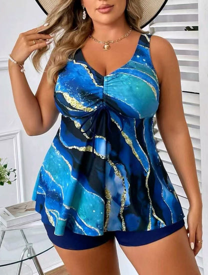 🏖️👙【Ofertă specială】🌴【S-5XL】Costum de baie elegant, mărime mare, cu imprimeu