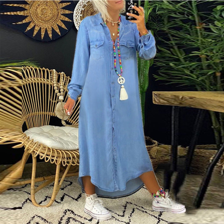 👘 50% reducere💥【40-120kg】Rochie nouă din denim mărime mare