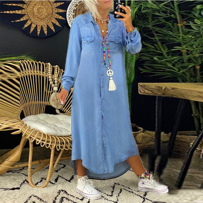👘 50% reducere💥【40-120kg】Rochie nouă din denim mărime mare