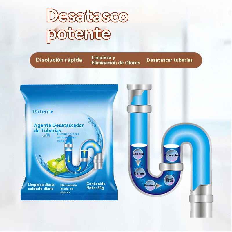 💪Potente agente de dragado de tuberías, adecuado para disolver manchas de aceite en inodoros, desagües de piso, alcantarillas y cocinas para bloquear y corroer