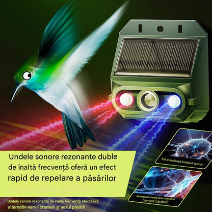 【🔥Cumpărați 1, primiți 1 gratuit】🔥Repelent solar cu ultrasunete pentru animale pentru exterior Repelent pentru păsări cu lumină infraroșu intermitent cu LED roșu și albastru
