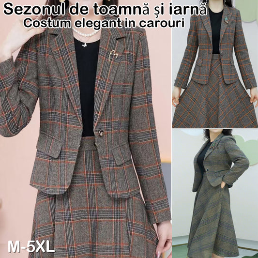 【SALE 80%OFF】【M-5XL】2024 costum mic în carouri fustă temperament subțire costum din două piese