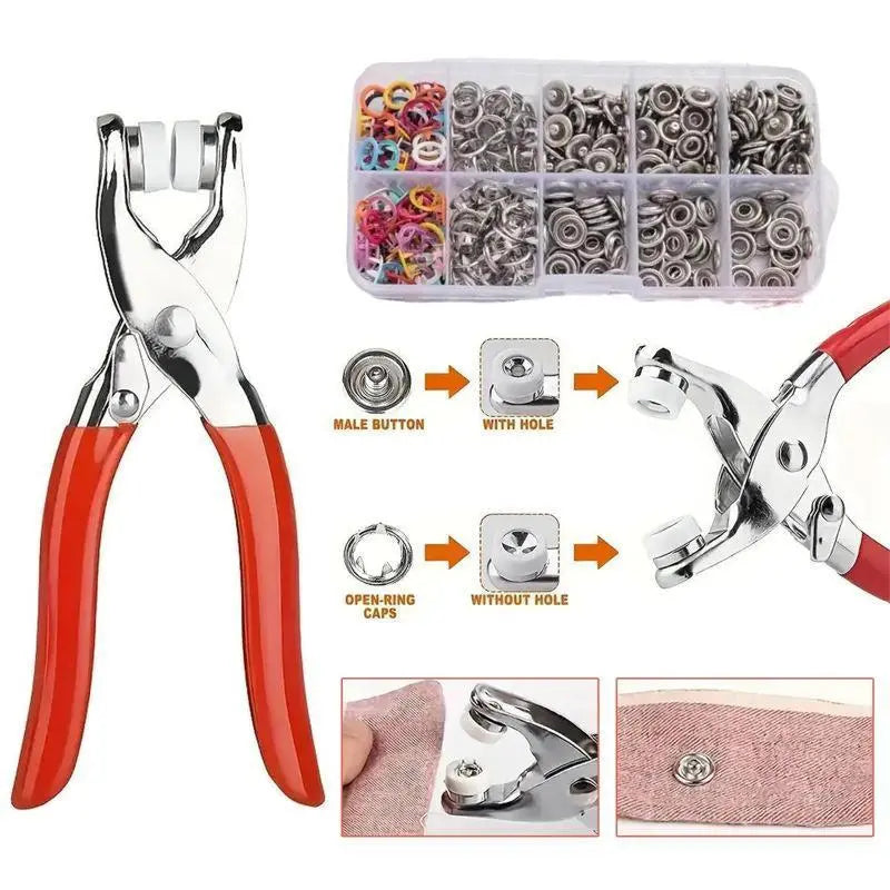 🔥 Set de 100 de capse metalice + clește manual fără cusut 🧵🔧