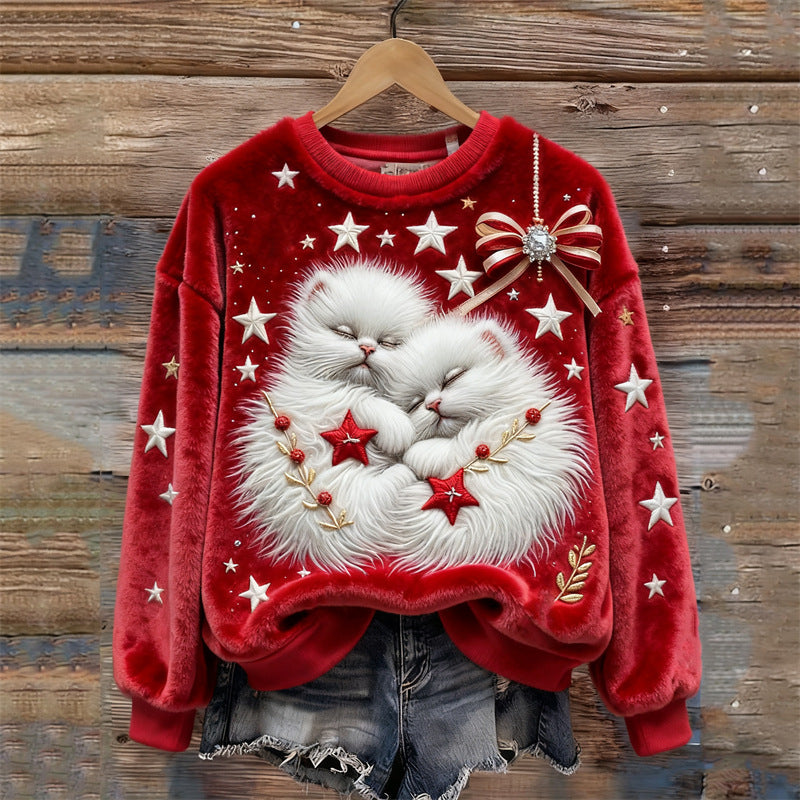 💥🍁【Oferte recente atractive】🔥Pulover de Crăciun din flanel pentru femei, decorat cu diverse modele încântătoare