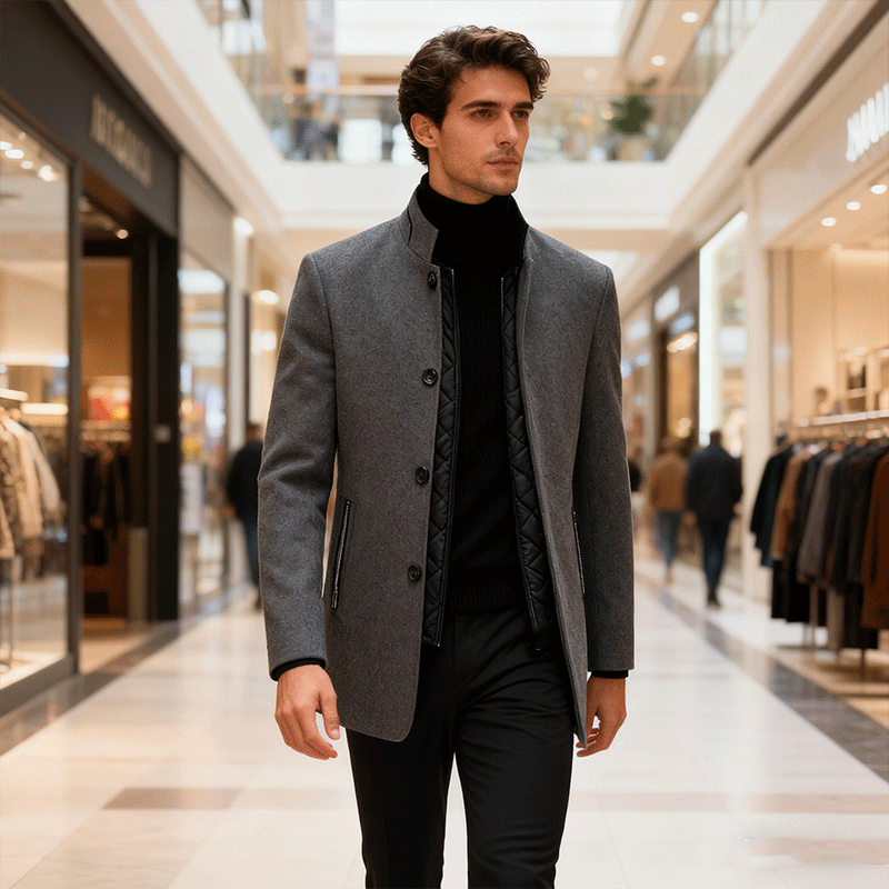 【100% lana de alta calidad】🌞【M-4XL】Chaqueta de lana para hombre, estilo casual, con cuello alto, nueva colección otoño-invierno 2025