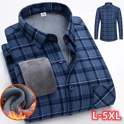 🔥👔【L-8XL】Cămașă office termică cu mânecă lungă și căptușeală din fleece