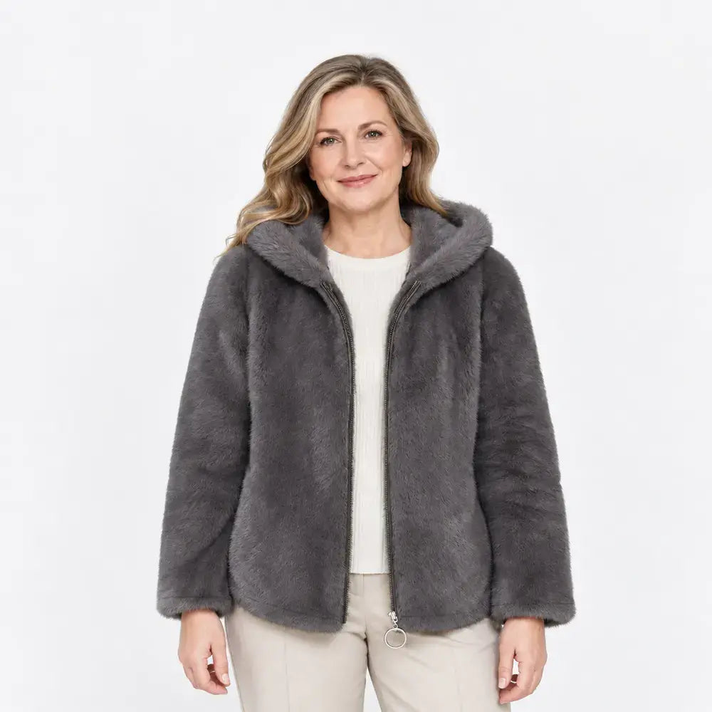 🔥【M-7XL】Jachetă de iarnă din fleece pentru femei – groasă, reversibilă, cu glugă, izolată termic, cu fermoar.