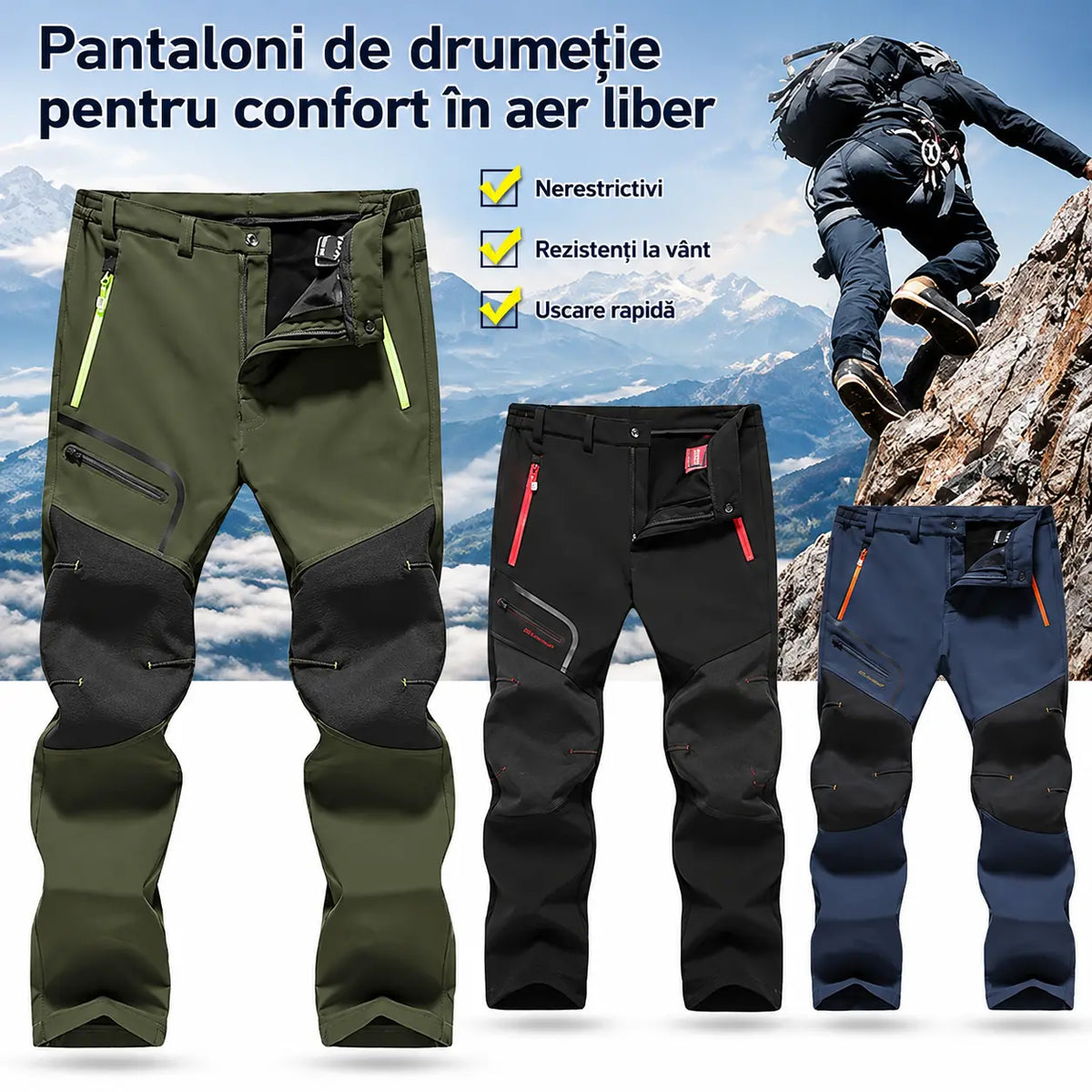 🏃‍♂️【S–5XL】Pantaloni outdoor pentru bărbați, model nou 2026, pentru toamnă și iarnă – călduroși, căptușiți cu fleece, impermeabili și rezistenți la vânt