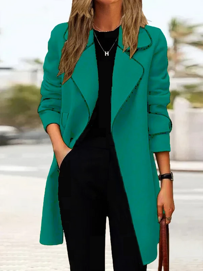 💖🔥【Επίπτωση 50%】[M-4XL] Νέο μοντέλο φθινοπωρινό/χειμερινό 2025, γυναικεία κάρδιган διπλής όψης μέσου μήκους από κασμέρι