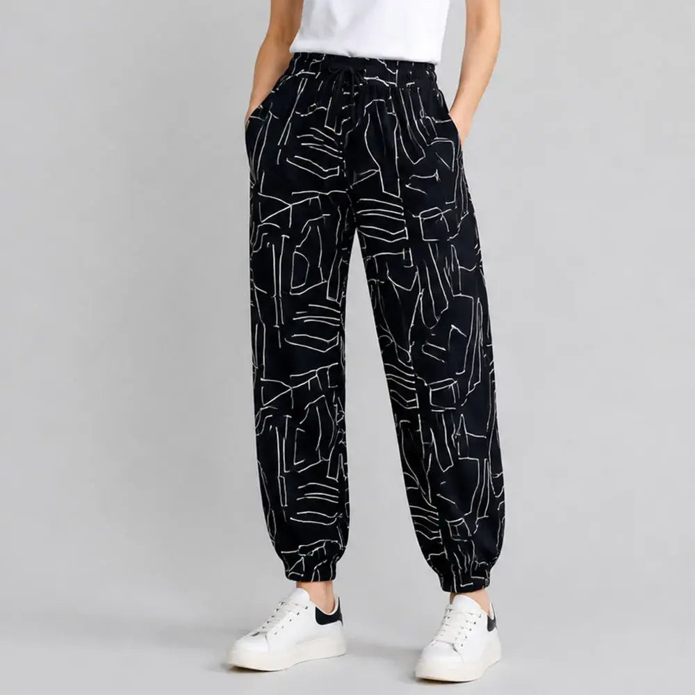 👖Pantaloni de damă din mătase glacială cu talie înaltă - croială largă, mărimi mari 40-100 kg - pantaloni respirabili cu picior larg pentru vară