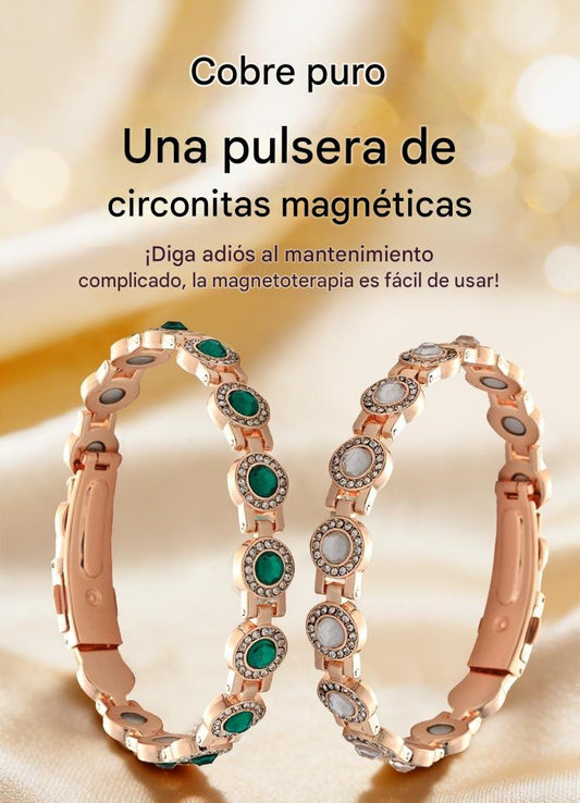 ✨50%OFF--Pulsera magnética de aleación de lujo con estilo, pulsera magnética de circonita de cobre puro