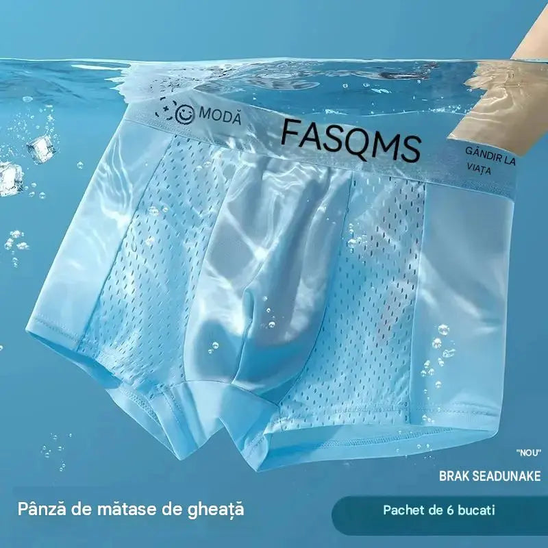 💥👍【Cumperi 3, primești 3 GRATIS】【L–4XL】Boxeri bărbătești din plasă respirabilă Ice Silk