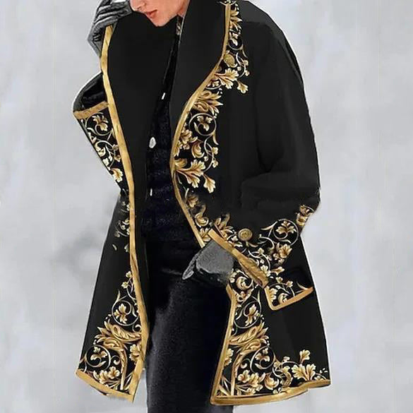 【S-3XL】Płaszcz wełniany jesień-zima 2025, nowy model z kołnierzem i nadrukiem