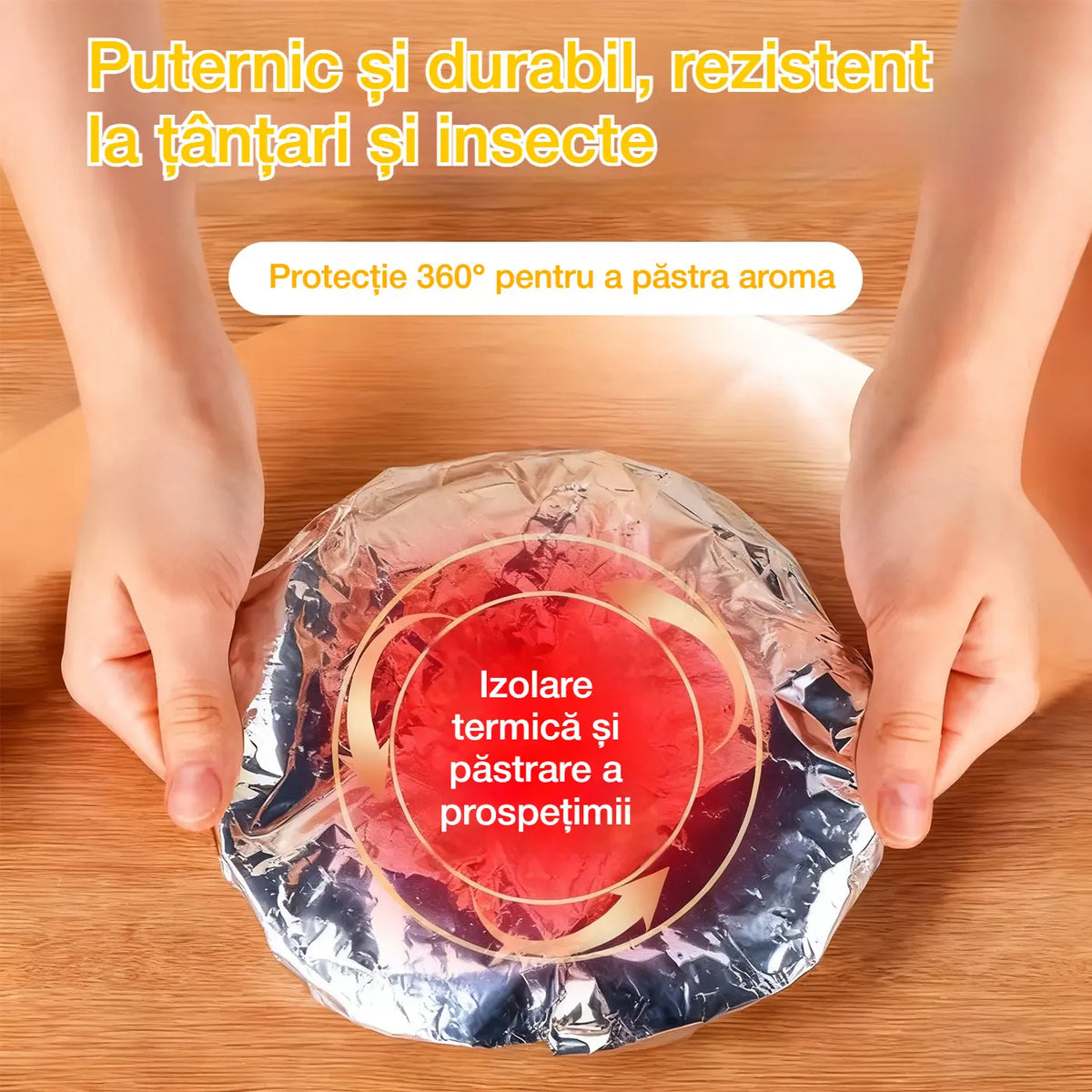 🍽️Noua husă termică pentru mâncare ⏰ Folie de aluminiu rezistentă pentru acoperirea vaselor, ideală pentru mesele zilnice
