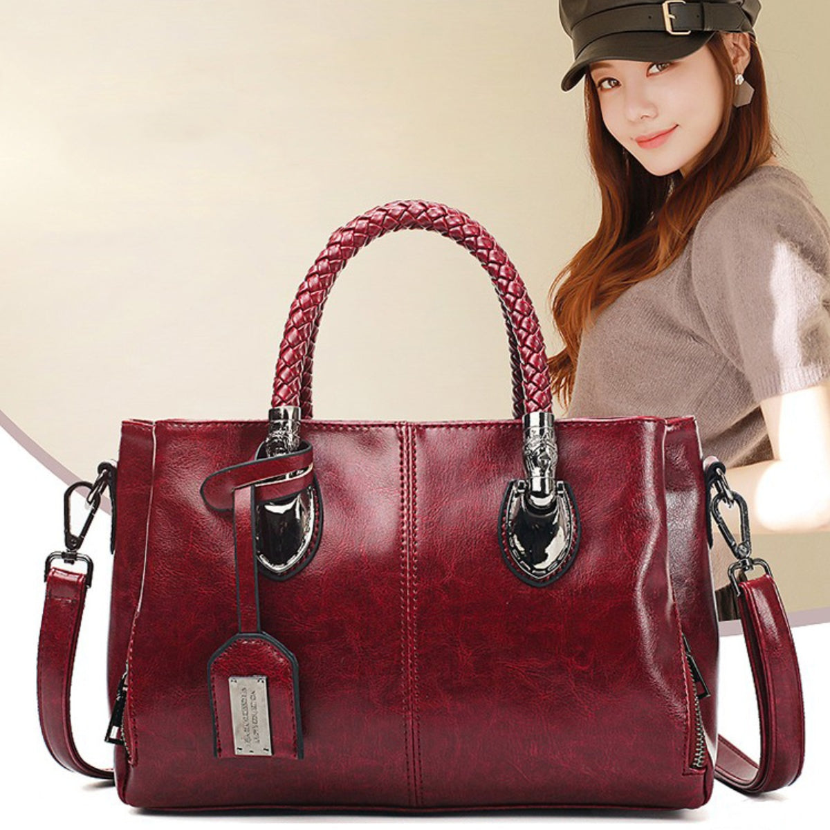 👜🌟 Dámská retro kožená taška "Boston", měkká kůže, vhodná na nošení přes rameno 