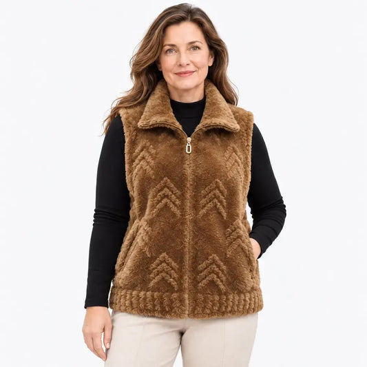 🔥【M–5XL】Vestă din fleece cu aspect de blană de nurcă pentru femei mature – vestă groasă