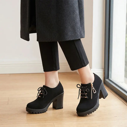 【Mărimi 35–42】🤎 Botine maro cu toc pentru femei, în stil vintage – combinația perfectă între stil și confort