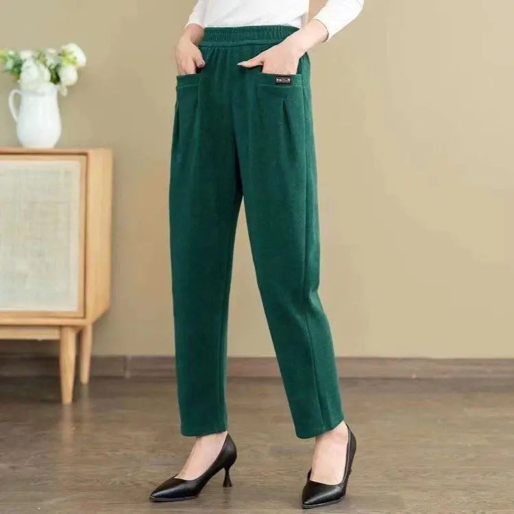 🔥 Pantaloni casual din catifea raiată de bumbac pur pentru femei