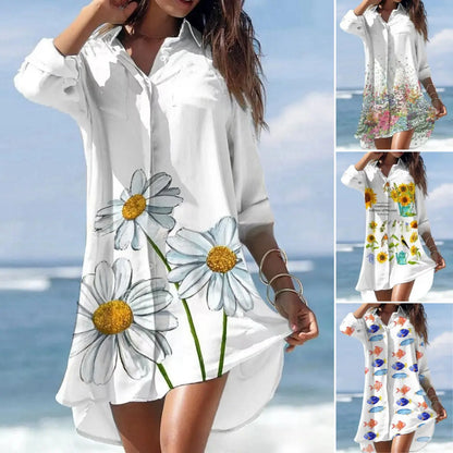 🌼 Rochie-cămașă, mărimi S–8XL – Model floral, colecția 2026