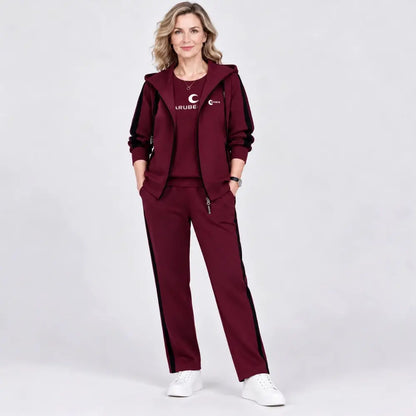 【M-4XL】Set damă din 3 piese, 2026 – cu hanorac cu glugă, pentru toamnă și iarnă, croială lejeră, stil sport, mărimi mari, pentru mame