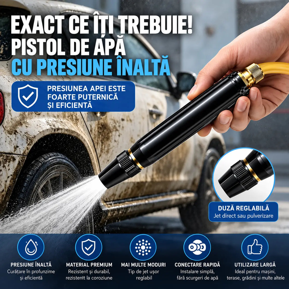 Pistol de pulverizare cu presiune ridicată pentru uz casnic（2 seturi）