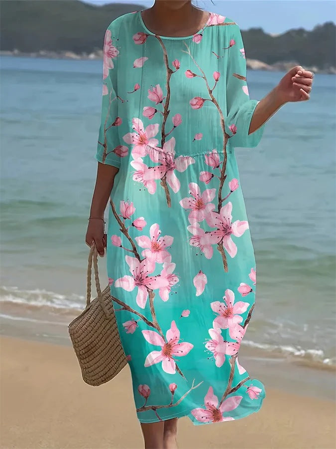 🔥Ofertă limitată în timp🔥【S-5XL】Rochie nouă de plajă, casual, cu imprimeu, pentru femei