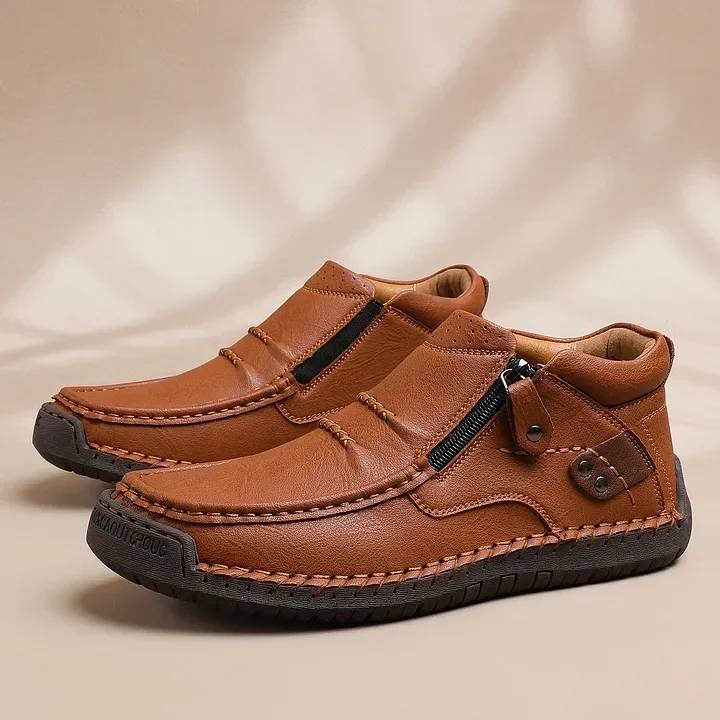 【38-48】Mocasini de condus pentru bărbați, confecționați manual din piele naturală – vârf lat, suport pentru arcadă