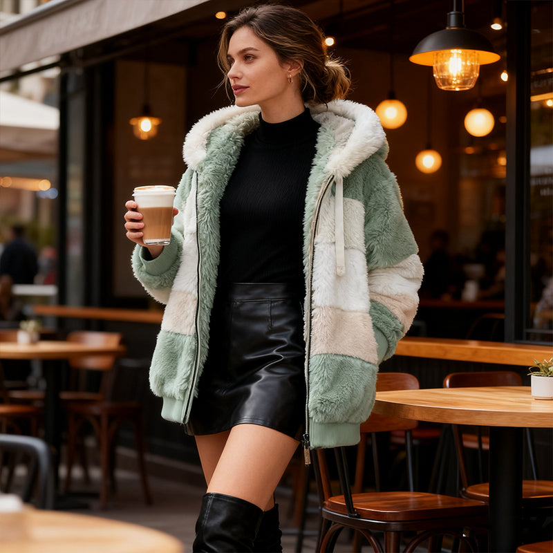 🔥Μισή τιμή για περιορισμένη διάρκειας【S-5XL】Νέο προϊόν για φθινοπωρινή και χειμερινή σεζόν - Γυναικεία μοντέρνα μπλούζα με κουκούλα και συνδυασμένους χρώματα