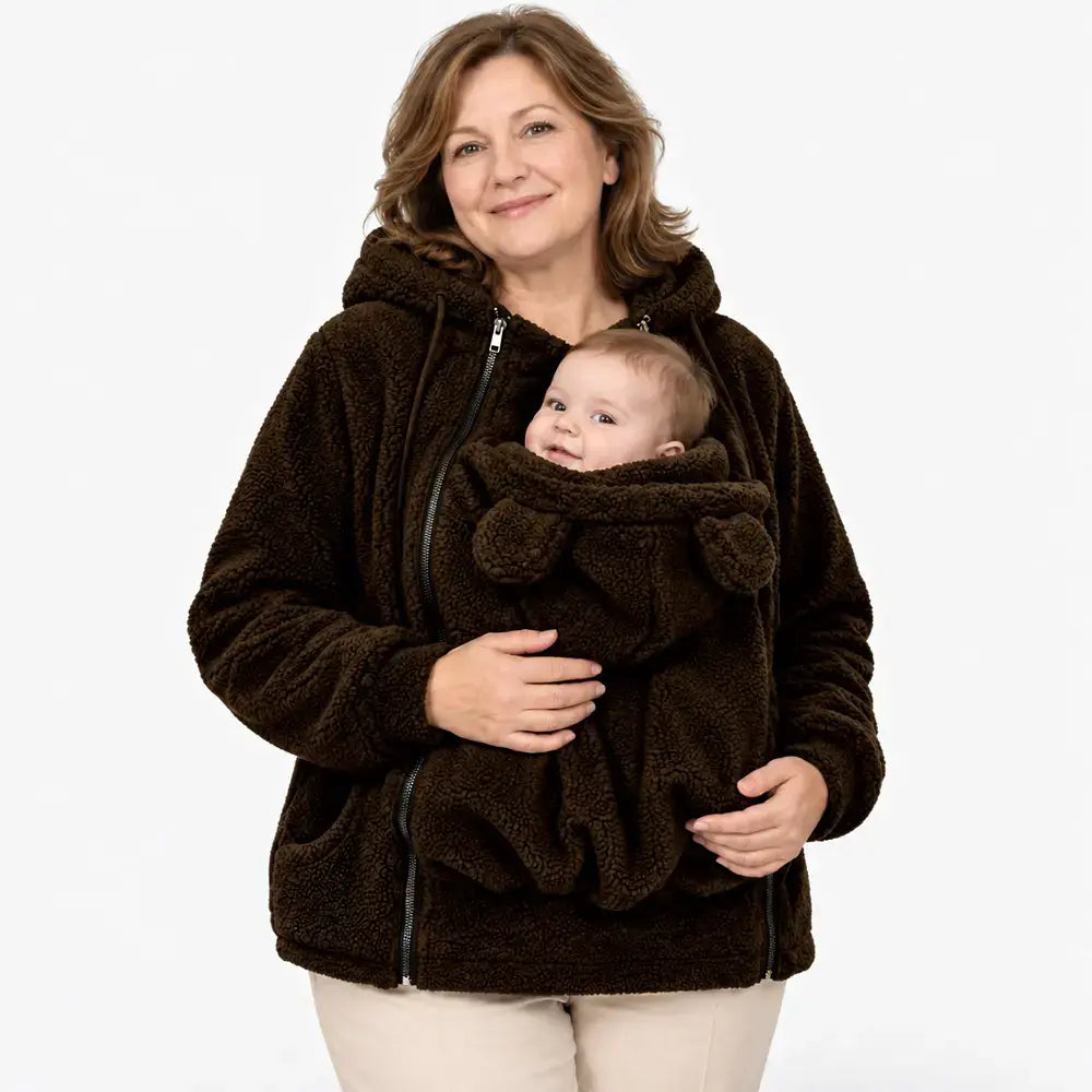🧸❄️ Jachetă moale din fleece tip „teddy”– ia-ți cu tine bebelușul sau câinele!