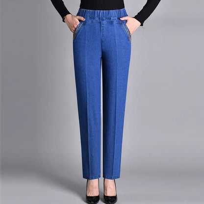 👖【L-5XL】Blugi de vară pentru femei, cu elasticitate înaltă, respirabili și confortabili, croială flatantă, ușor de combinat.