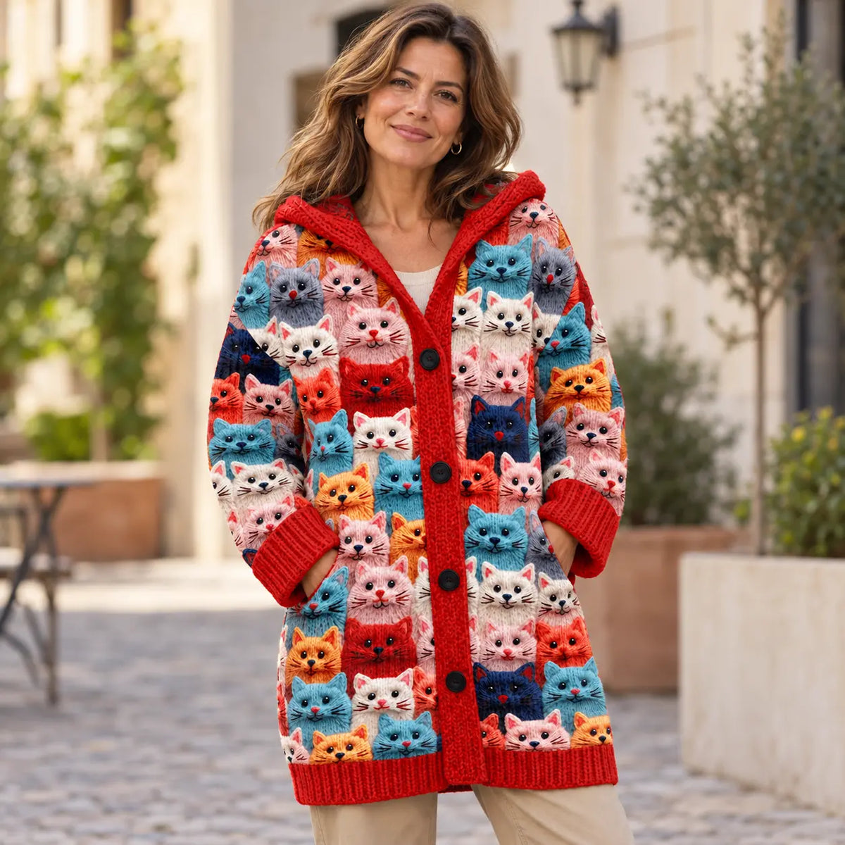🤗✨ Ultima zi – reducere de 50%【S–7XL】✨ Geacă de iarnă elegantă pentru femei, cu vatelină, glugă și imprimeu
