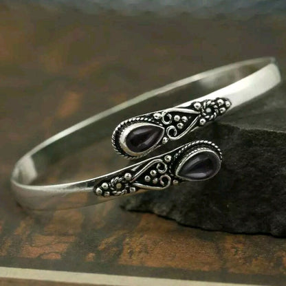 50%OFF--Pulsera vintage de plata S925 con ágata verde