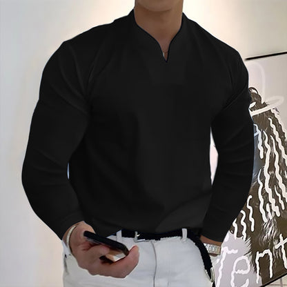👔🔥Tricou sport bărbătesc din bumbac cu mânecă lungă și decolteu în V