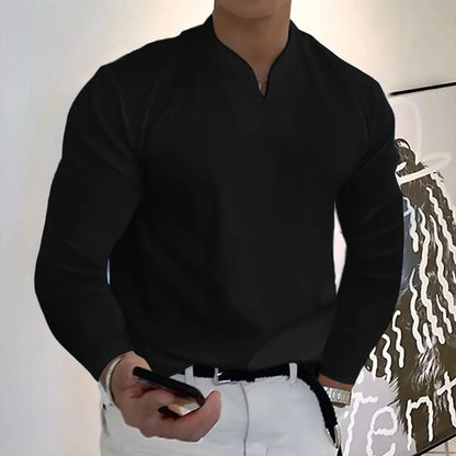 👔🔥Tricou sport bărbătesc din bumbac cu mânecă lungă și decolteu în V