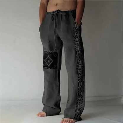 🔥👖【S-6XL】Pantaloni bărbătești cu croi larg din bumbac și in, mărimi mari, în stil boem casual
